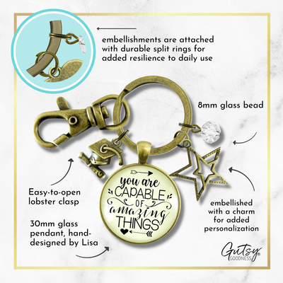 Graduation Keychain You Are Capable Of Amazing Things Womens Congratulations Graduate Jewelry - Gutsy Goodness