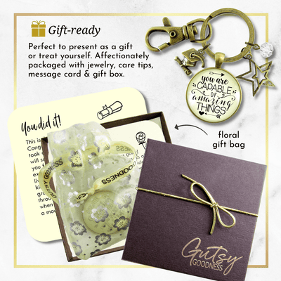 Graduation Keychain You Are Capable Of Amazing Things Womens Congratulations Graduate Jewelry - Gutsy Goodness