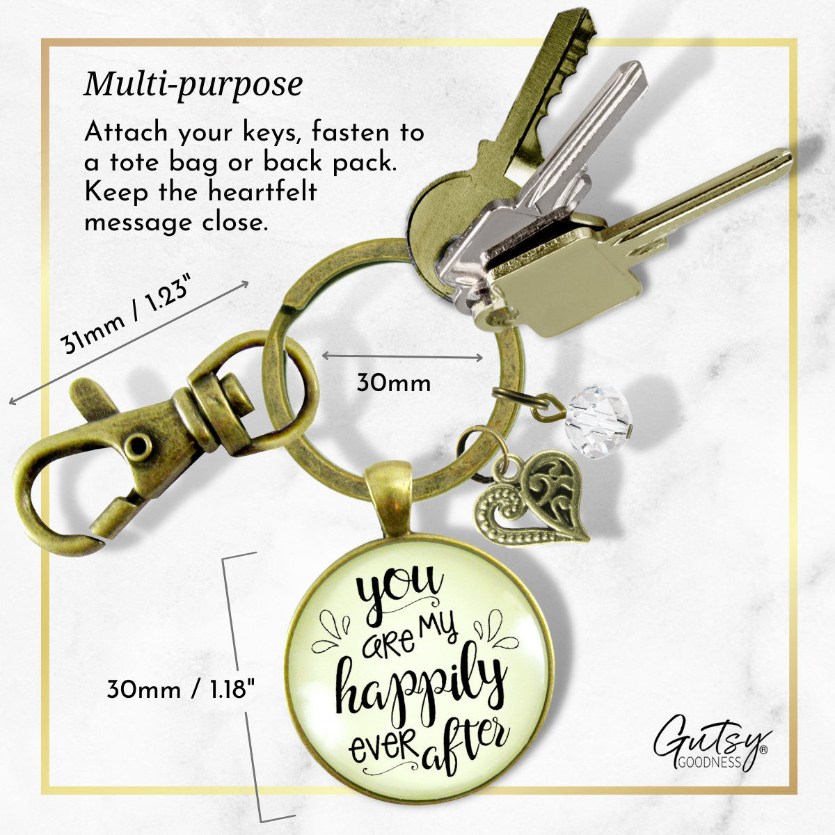 You are My Happily Ever After Keychan Gift Love Quote Jewelry Charm  Keychain - Women - Gutsy Goodness Handmade Jewelry