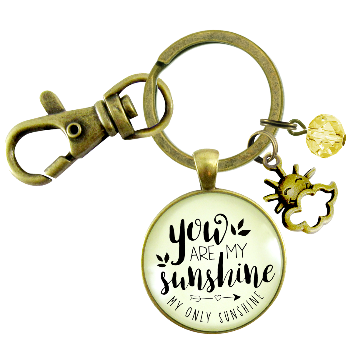 You Are My Sunshine Keychain Style Friendship Pendant Jewelry Inspired Sun Charm   - Gutsy Goodness Handmade Jewelry