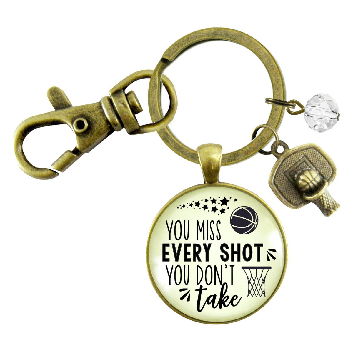 Basketball Keychain You Miss Every Shot Inspirational Jewelry - Gutsy Goodness