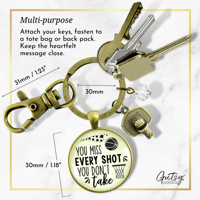 Basketball Keychain You Miss Every Shot Inspirational Jewelry - Gutsy Goodness