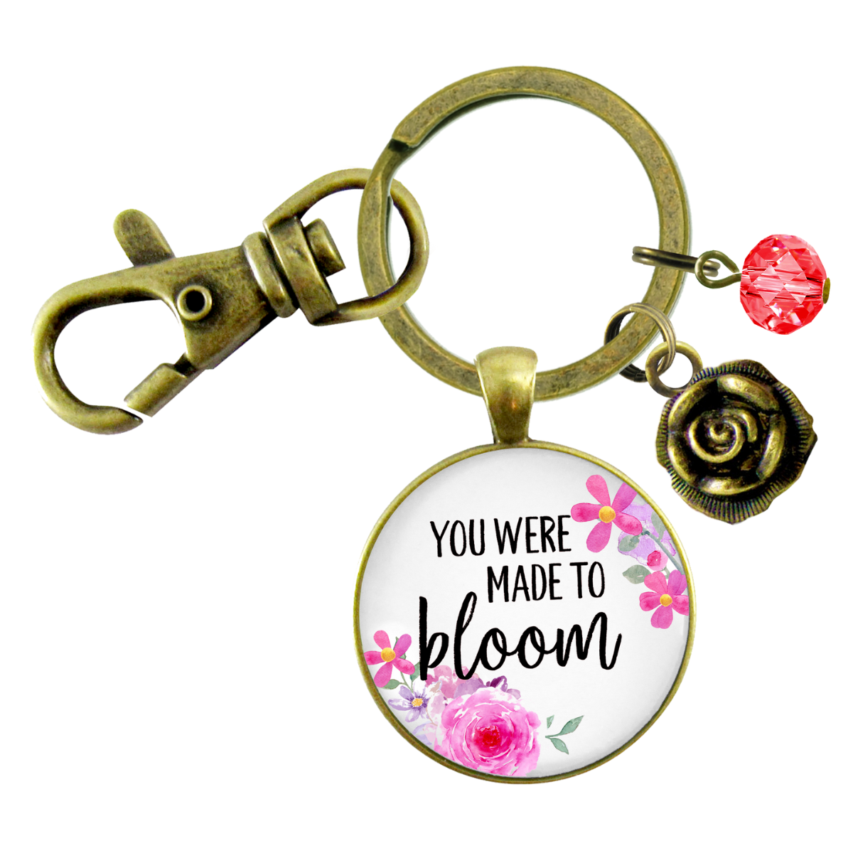 You Were Made To Bloom Keychain Watercolor Floral Inspiring Gift - Gutsy Goodness