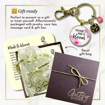 You Were Made To Bloom Keychain Watercolor Floral Inspiring Gift - Gutsy Goodness