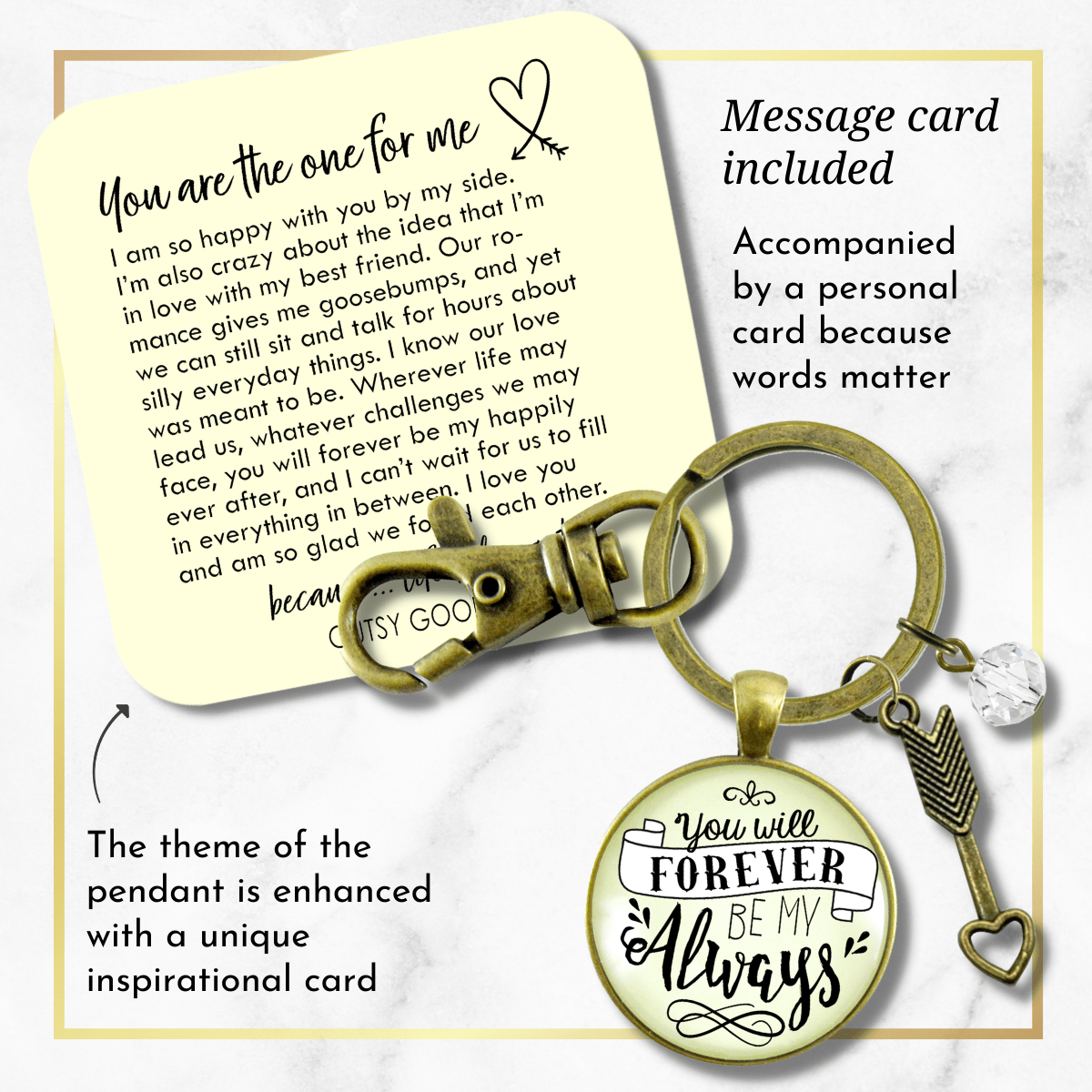 You Will Forever be My Always Love Keychain for Girlfriend Wife Gift - Gutsy Goodness