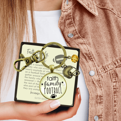 Faith Family Football Keychain Hipster Style Football Bling Sports Jewelry For Mom - Gutsy Goodness