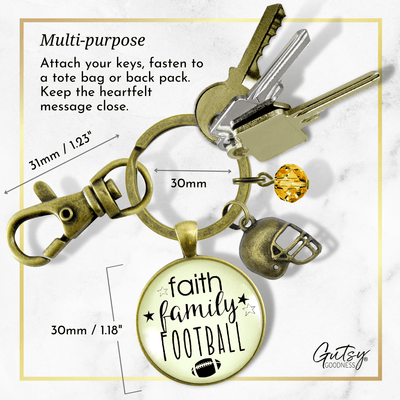 Faith Family Football Keychain Hipster Style Football Bling Sports Jewelry For Mom - Gutsy Goodness