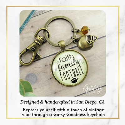 Faith Family Football Keychain Hipster Style Football Bling Sports Jewelry For Mom - Gutsy Goodness
