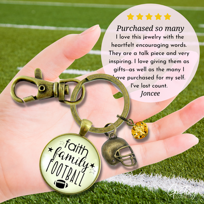 Faith Family Football Keychain Hipster Style Football Bling Sports Jewelry For Mom - Gutsy Goodness