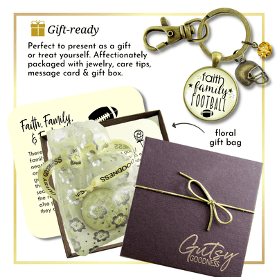 Faith Family Football Keychain Hipster Style Football Bling Sports Jewelry For Mom - Gutsy Goodness