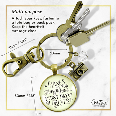 Wedding Photographer Gift Keychain Thanks For Sharing Our Day Rustic Camera Charm - Gutsy Goodness