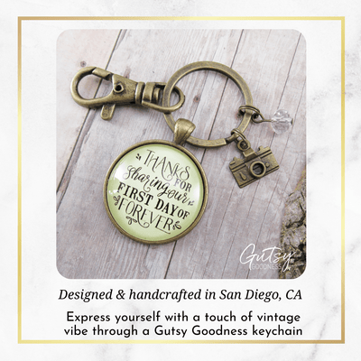 Wedding Photographer Gift Keychain Thanks For Sharing Our Day Rustic Camera Charm - Gutsy Goodness