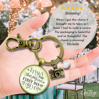 Wedding Photographer Gift Keychain Thanks For Sharing Our Day Rustic Camera Charm - Gutsy Goodness