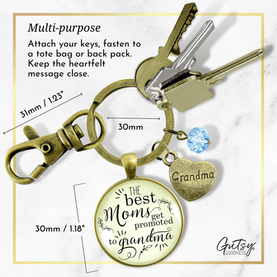 Gutsy Goodness Pregnancy Announcement Grandma Gender Reveal Antique Keychain Best Mom Gift Baby Baby Boy Jewels Blue Heart JWAHKF001652