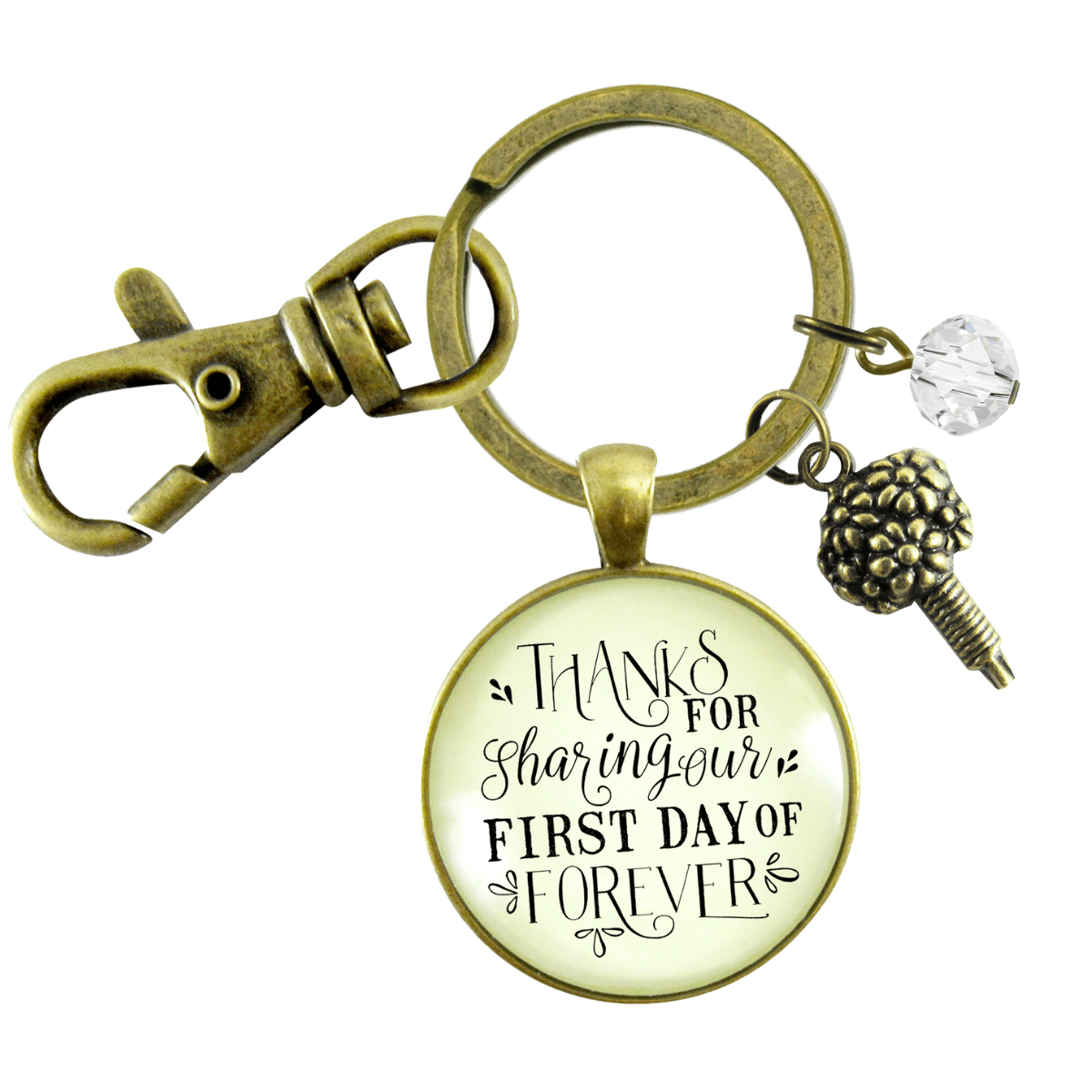 Wedding Florist Gift Keychain Thanks For Sharing Our Day Rustic Flower Bouquet Appreciation - Gutsy Goodness