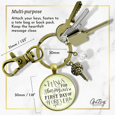 Wedding Florist Gift Keychain Thanks For Sharing Our Day Rustic Flower Bouquet Appreciation - Gutsy Goodness