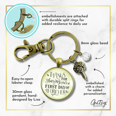 Wedding Florist Gift Keychain Thanks For Sharing Our Day Rustic Flower Bouquet Appreciation - Gutsy Goodness