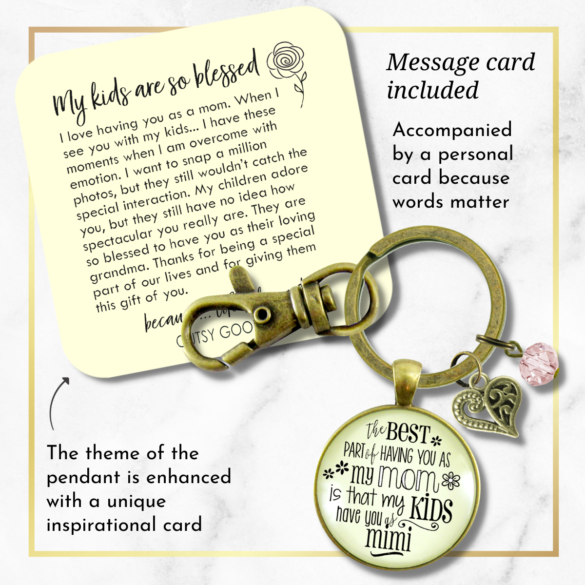 Mimi Keychain Best Part You as Mom Kids Grandma Jewelry Gift Daughter  Keychain - Women - Gutsy Goodness Handmade Jewelry