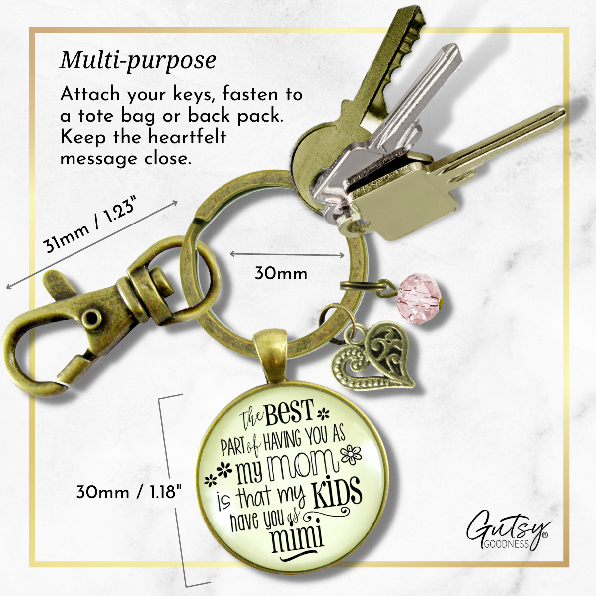 Mimi Keychain Best Part You as Mom Kids Grandma Jewelry Gift Daughter  Keychain - Women - Gutsy Goodness Handmade Jewelry