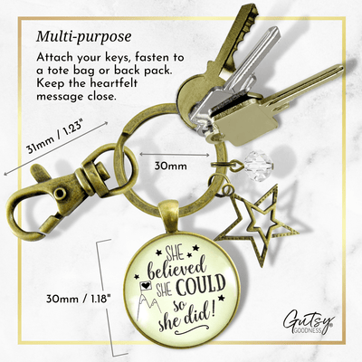 She Believed She Could So She Did Keychain Everyday Word Jewelry - Gutsy Goodness