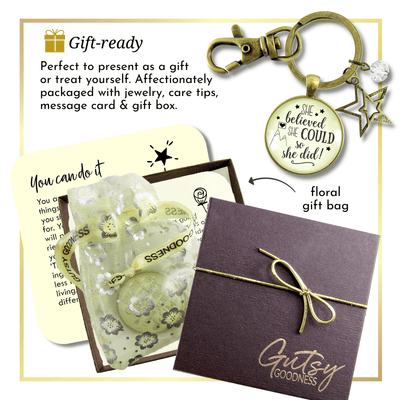 She Believed She Could So She Did Keychain Everyday Word Jewelry - Gutsy Goodness