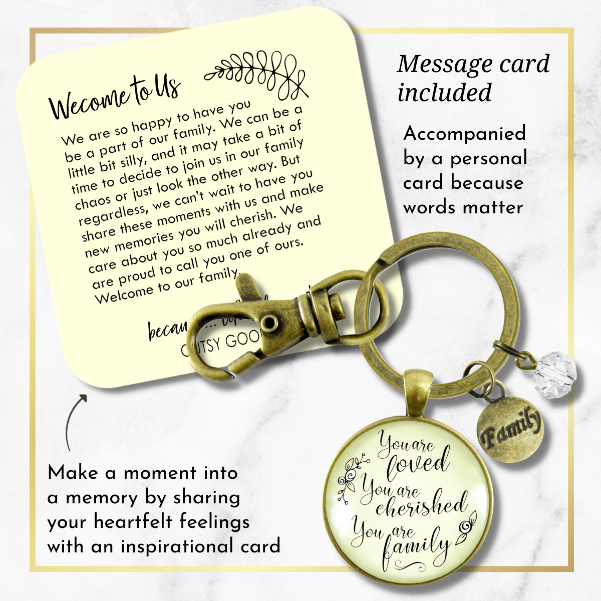 Loving Family Keychain You are Cherished Meaningful Gift Jewelry - Gutsy Goodness Handmade Jewelry;Loving Family Keychain You Are Cherished Meaningful Gift Jewelry - Gutsy Goodness Handmade Jewelry Gifts