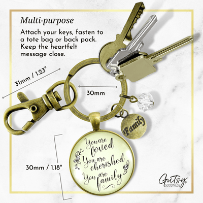 Loving Family Keychain You are Cherished Meaningful Gift Jewelry - Gutsy Goodness Handmade Jewelry;Loving Family Keychain You Are Cherished Meaningful Gift Jewelry - Gutsy Goodness Handmade Jewelry Gifts