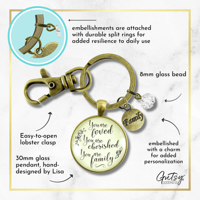 Loving Family Keychain You are Cherished Meaningful Gift Jewelry - Gutsy Goodness Handmade Jewelry;Loving Family Keychain You Are Cherished Meaningful Gift Jewelry - Gutsy Goodness Handmade Jewelry Gifts