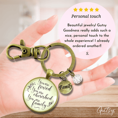Loving Family Keychain You are Cherished Meaningful Gift Jewelry - Gutsy Goodness Handmade Jewelry;Loving Family Keychain You Are Cherished Meaningful Gift Jewelry - Gutsy Goodness Handmade Jewelry Gifts