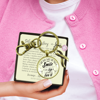 Breast Cancer Keychain I Will Look Back Life Survivor Mantra Jewelry - Gutsy Goodness Handmade Jewelry;Breast Cancer Keychain I Will Look Back Life Survivor Mantra Jewelry - Gutsy Goodness Handmade Jewelry Gifts