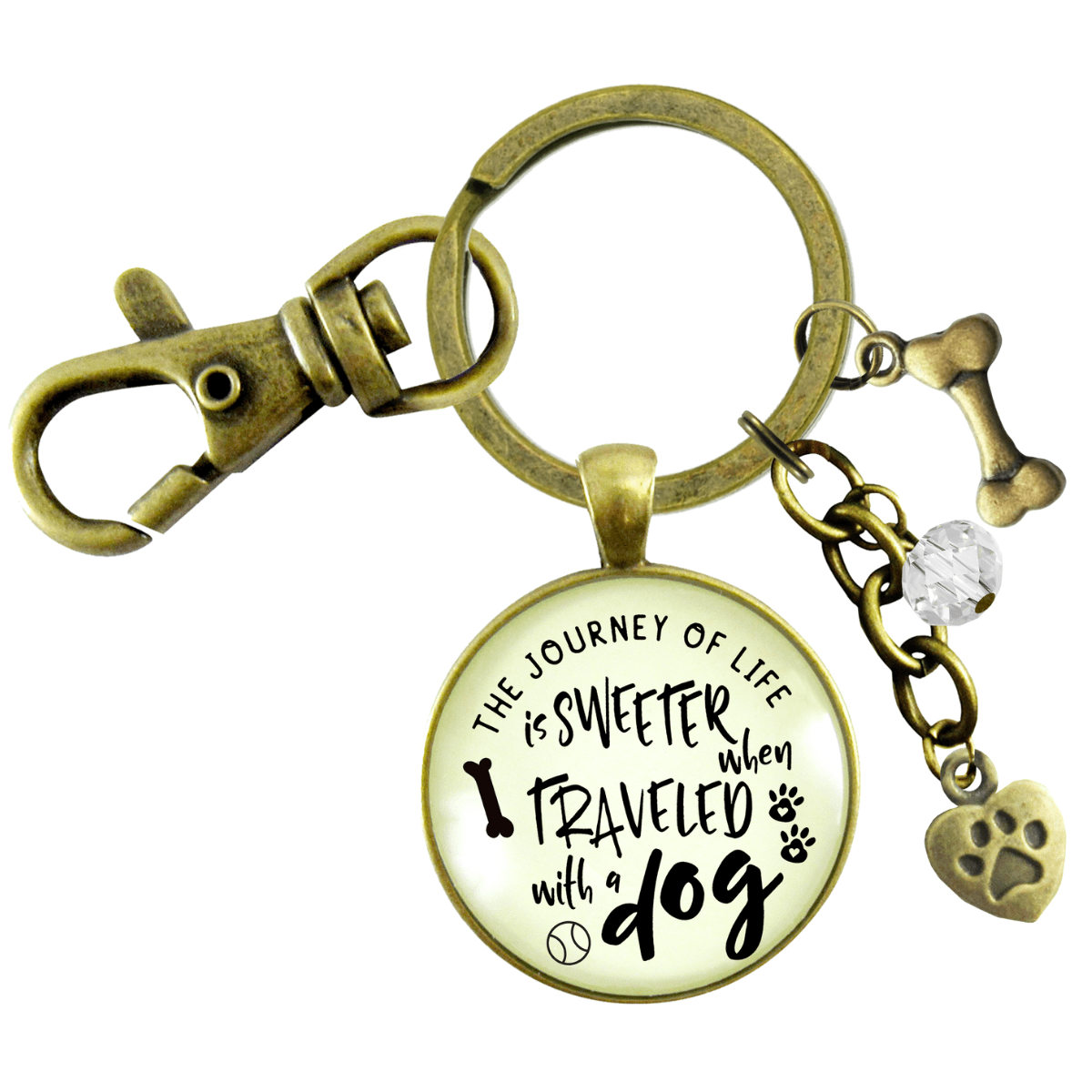 Dog Keychain Life Is Sweeter BFF Friendship Pet Jewelry For Women Paw Bone Charms Key Chain - Gutsy Goodness