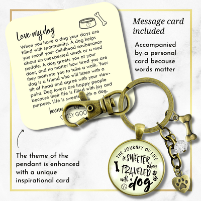 Dog Keychain Life Is Sweeter BFF Friendship Pet Jewelry For Women Paw Bone Charms Key Chain - Gutsy Goodness