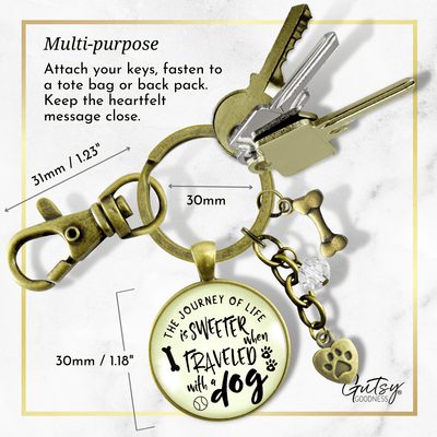 Dog Keychain Life Is Sweeter BFF Friendship Pet Jewelry For Women Paw Bone Charms Key Chain - Gutsy Goodness