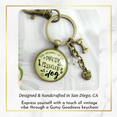 Dog Keychain Life Is Sweeter BFF Friendship Pet Jewelry For Women Paw Bone Charms Key Chain - Gutsy Goodness