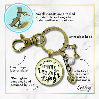 Dog Keychain Life Is Sweeter BFF Friendship Pet Jewelry For Women Paw Bone Charms Key Chain - Gutsy Goodness