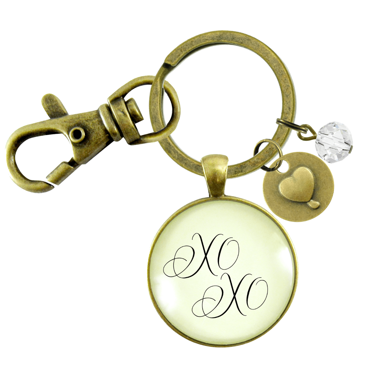 XO Hugs and Kisses Keychain Vintage Love Romantic Heart Charm Gift - Gutsy Goodness