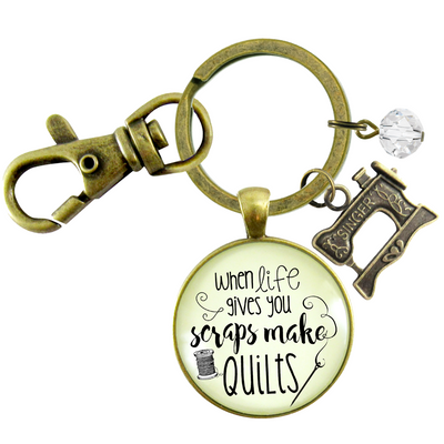 Quilting Keychain When Life Gives Scraps Make Quilts Pendant Sewing Machine Jewelry  Keychain - Women - Gutsy Goodness Handmade Jewelry