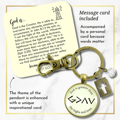 He is Greater Than the Highs and Lows Keychain Symbol Jewelry Pendant - Gutsy Goodness
