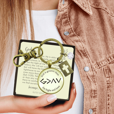 He is Greater Than the Highs and Lows Keychain Symbol Jewelry Pendant - Gutsy Goodness