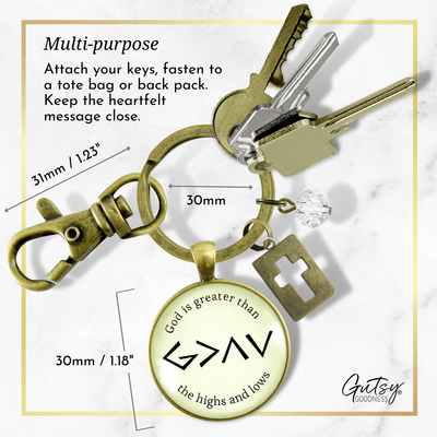 He is Greater Than the Highs and Lows Keychain Symbol Jewelry Pendant - Gutsy Goodness
