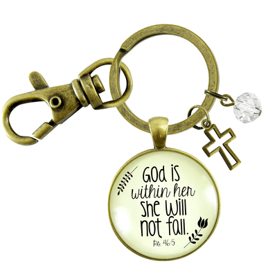 God is Within Her Charm Keychain She Will Not Fall Woman of Faith Pendant Charm Gift - Gutsy Goodness;God Is Within Her Charm Keychain She Will Not Fall Woman Of Faith Pendant Charm Gift - Gutsy Goodness Handmade Jewelry Gifts