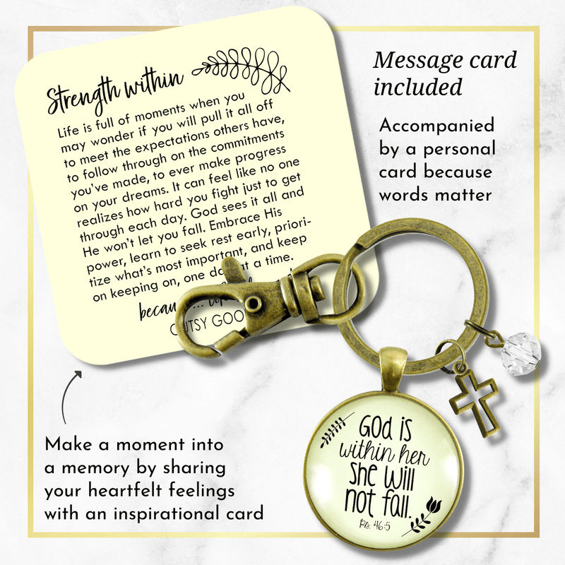 God is Within Her Charm Keychain She Will Not Fall Woman of Faith Pendant Charm Gift - Gutsy Goodness;God Is Within Her Charm Keychain She Will Not Fall Woman Of Faith Pendant Charm Gift - Gutsy Goodness Handmade Jewelry Gifts