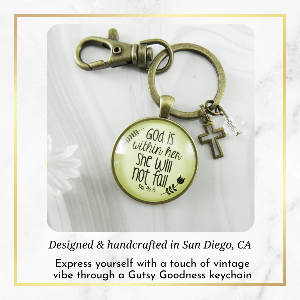 God is Within Her Charm Keychain She Will Not Fall Woman of Faith Pendant Charm Gift - Gutsy Goodness;God Is Within Her Charm Keychain She Will Not Fall Woman Of Faith Pendant Charm Gift - Gutsy Goodness Handmade Jewelry Gifts