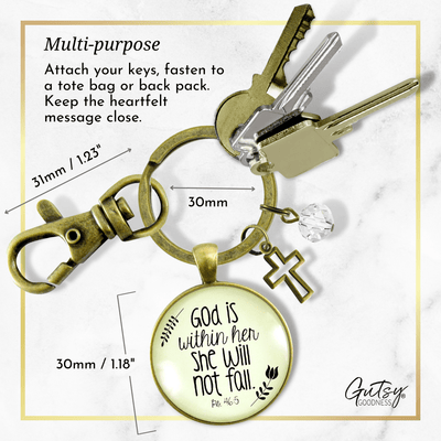 God is Within Her Charm Keychain She Will Not Fall Woman of Faith Pendant Charm Gift - Gutsy Goodness;God Is Within Her Charm Keychain She Will Not Fall Woman Of Faith Pendant Charm Gift - Gutsy Goodness Handmade Jewelry Gifts