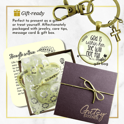 God is Within Her Charm Keychain She Will Not Fall Woman of Faith Pendant Charm Gift - Gutsy Goodness;God Is Within Her Charm Keychain She Will Not Fall Woman Of Faith Pendant Charm Gift - Gutsy Goodness Handmade Jewelry Gifts