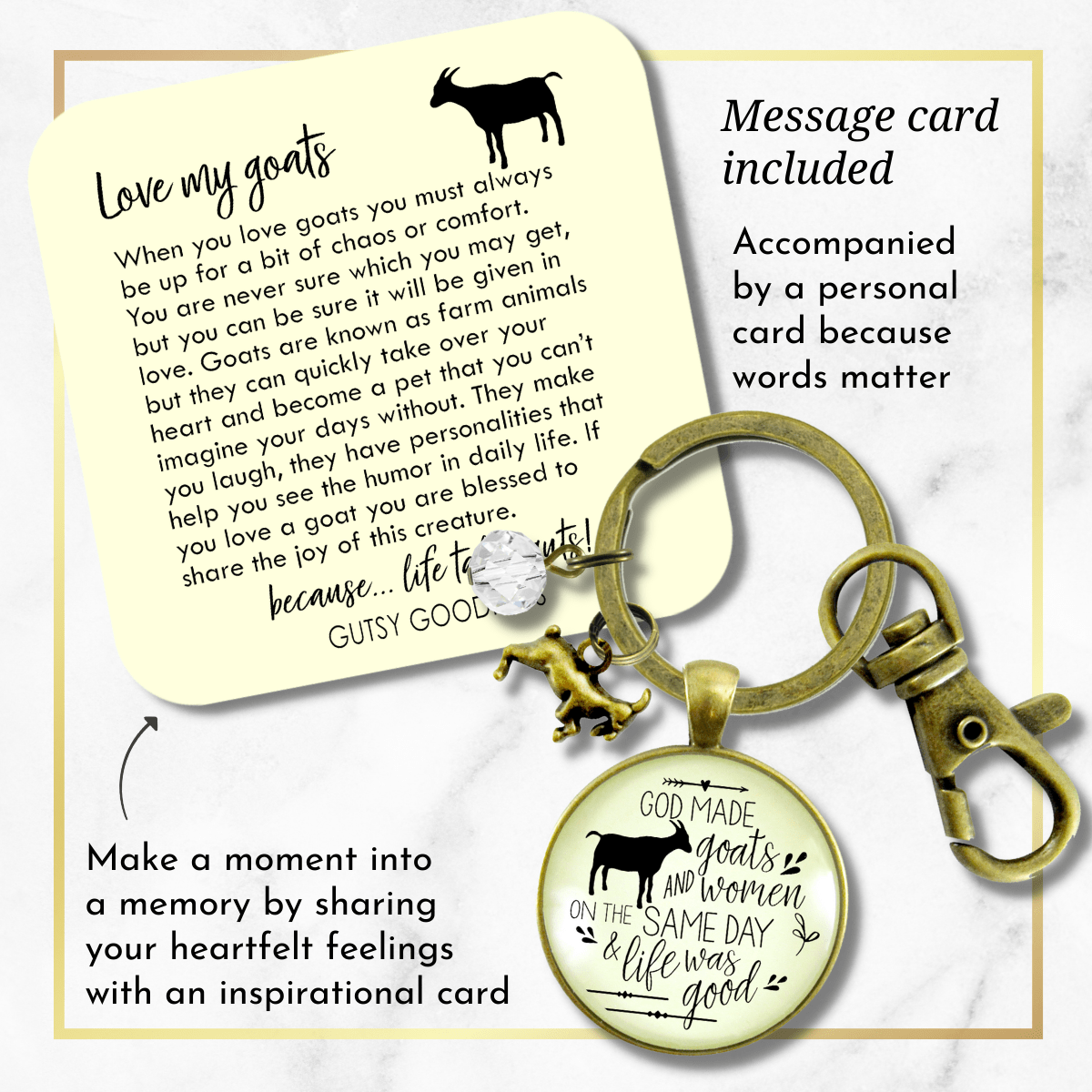 Goat Keychain Funny God Made Goats and Women It Was Good - Gutsy Goodness Handmade Jewelry;Goat Keychain Funny God Made Goats And Women It Was Good - Gutsy Goodness Handmade Jewelry Gifts