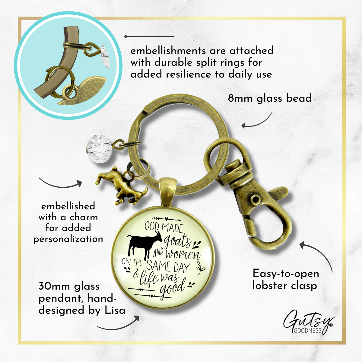 Goat Keychain Funny God Made Goats and Women It Was Good - Gutsy Goodness Handmade Jewelry;Goat Keychain Funny God Made Goats And Women It Was Good - Gutsy Goodness Handmade Jewelry Gifts