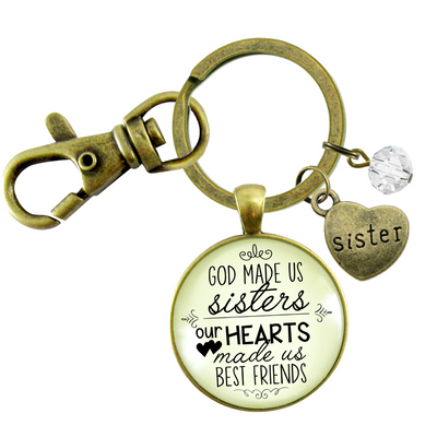 Sisters Keychain God Made Us Sisters Best Friends Faith Pendant Jewelry Heart Charm - Gutsy Goodness Handmade Jewelry;Sisters Keychain God Made Us Sisters Best Friends Faith Pendant Jewelry Heart Charm - Gutsy Goodness Handmade Jewelry Gifts