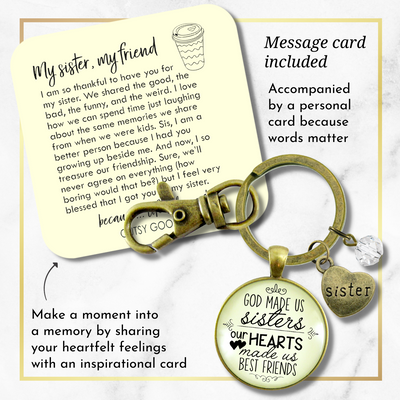 Sisters Keychain God Made Us Sisters Best Friends Faith Pendant Jewelry Heart Charm - Gutsy Goodness Handmade Jewelry;Sisters Keychain God Made Us Sisters Best Friends Faith Pendant Jewelry Heart Charm - Gutsy Goodness Handmade Jewelry Gifts