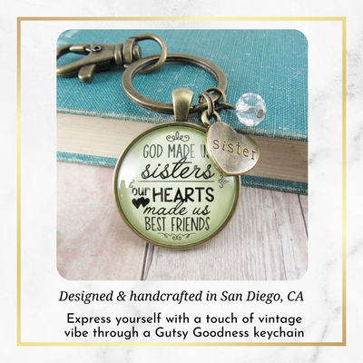 Sisters Keychain God Made Us Sisters Best Friends Faith Pendant Jewelry Heart Charm - Gutsy Goodness Handmade Jewelry;Sisters Keychain God Made Us Sisters Best Friends Faith Pendant Jewelry Heart Charm - Gutsy Goodness Handmade Jewelry Gifts